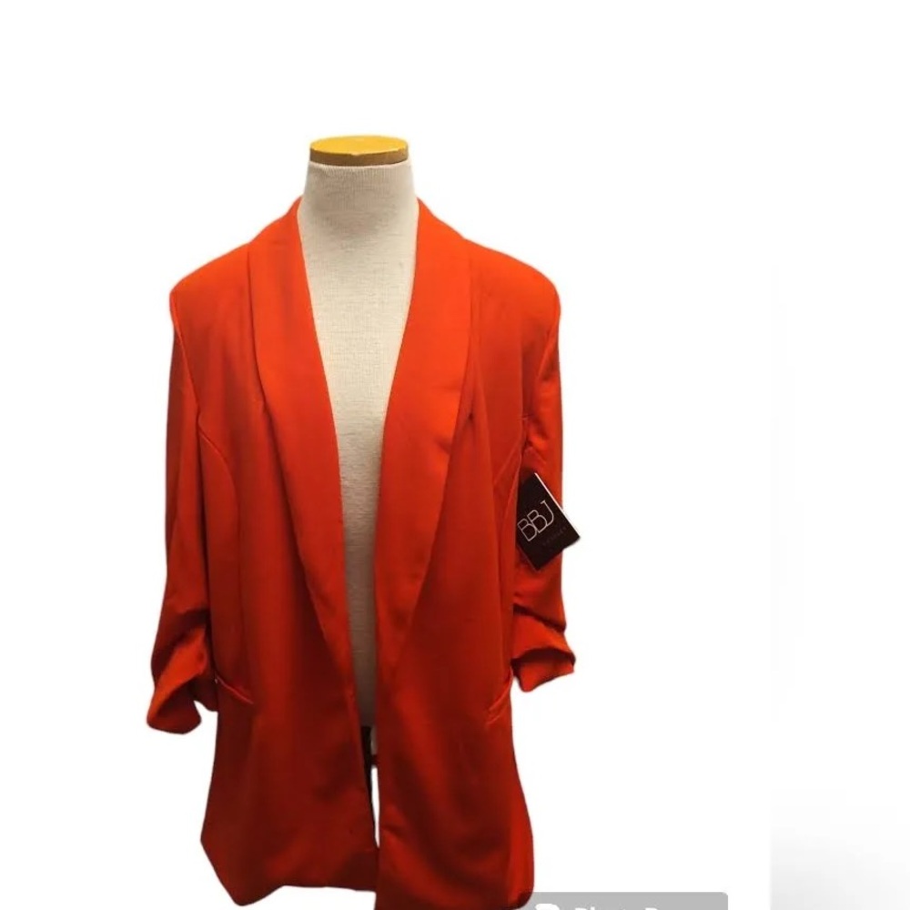 Women's Orange Open-Front Blazer with Shawl Lapel